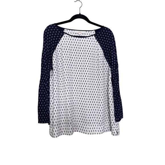 LOFT Long Sleeve Patterned Baseball Tee Style Shirt - Picture 1 of 3